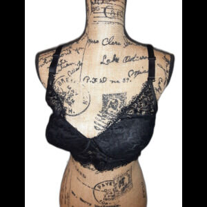 Youmita 40C Black Floral Lace Wireless Bra NWT